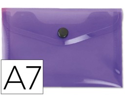 Carpeta sobre con broche Liderpapel A7 polipropileno violeta transparente Frosty